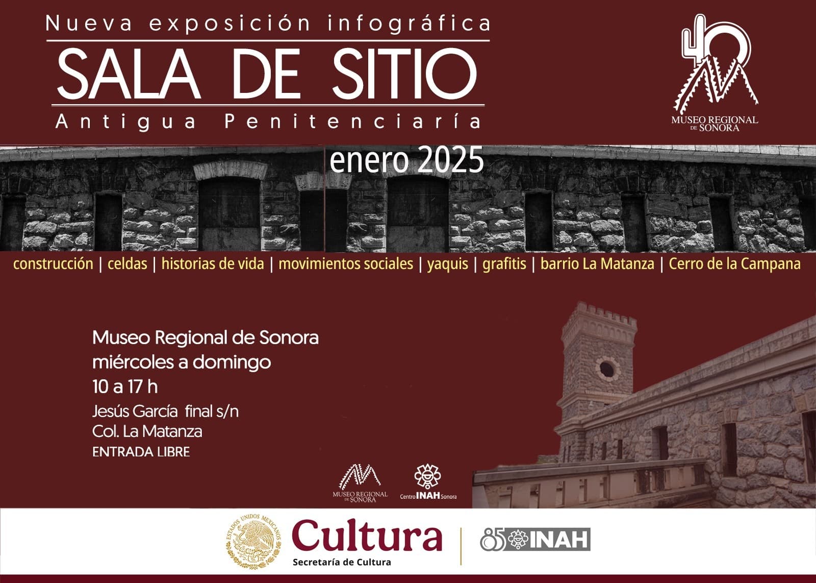 “Antigua Penitenciaría de Sonora. De centro penitenciario a centro cultural”, es la nueva sala de sitio del Museo Regional de Sonora