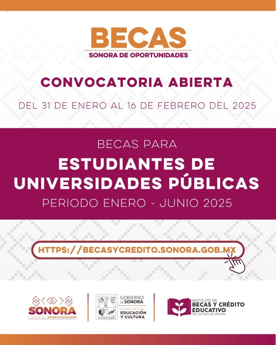 Invita Gobierno de Sonora a jóvenes universitarios a registrarse en convocatoria de becas