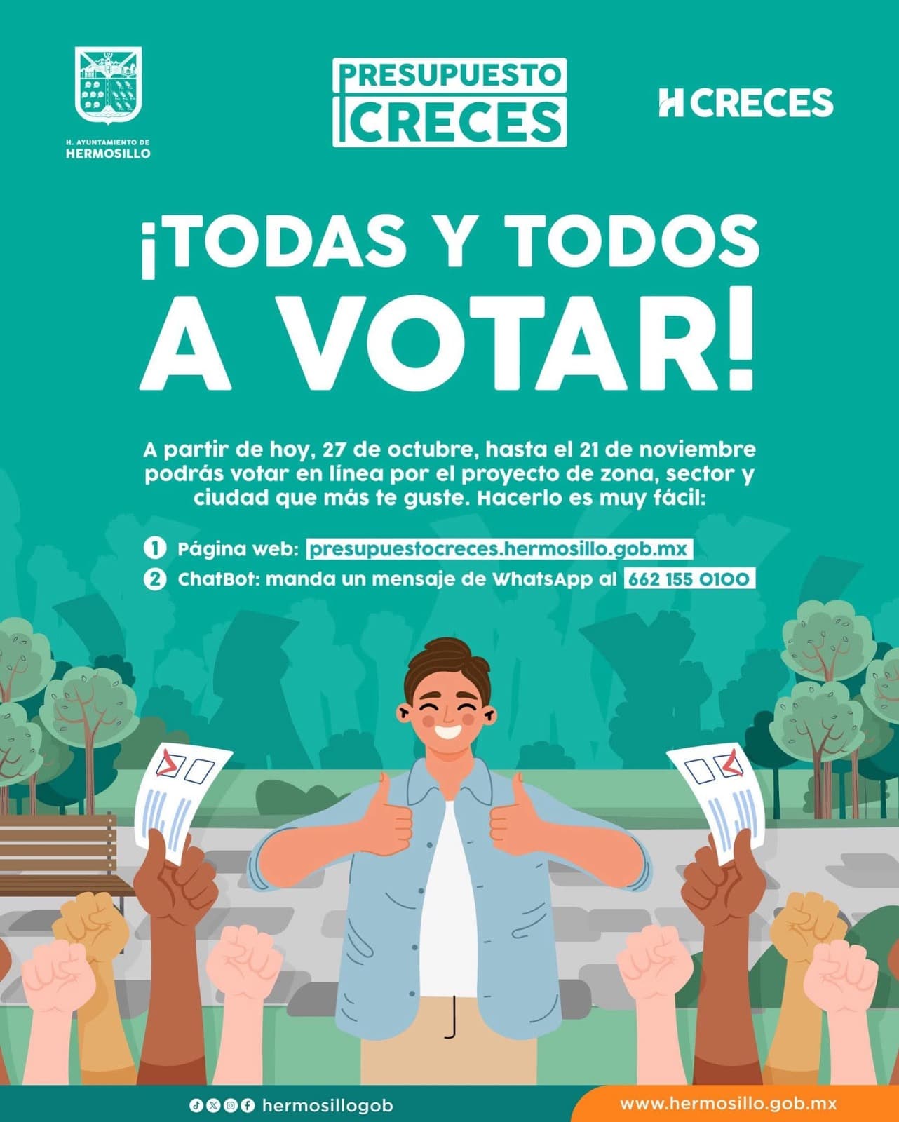 Gobierno Municipal invita a participar en las votaciones del Presupuesto CRECES 2025