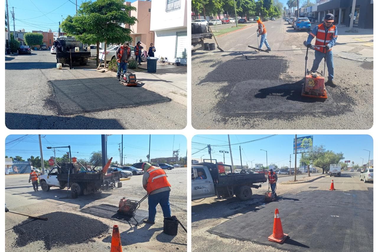 Trabajarán cuadrillas de bacheo en colonias del Norte y Sur de la ciudad de Hermosillo, esta semana
