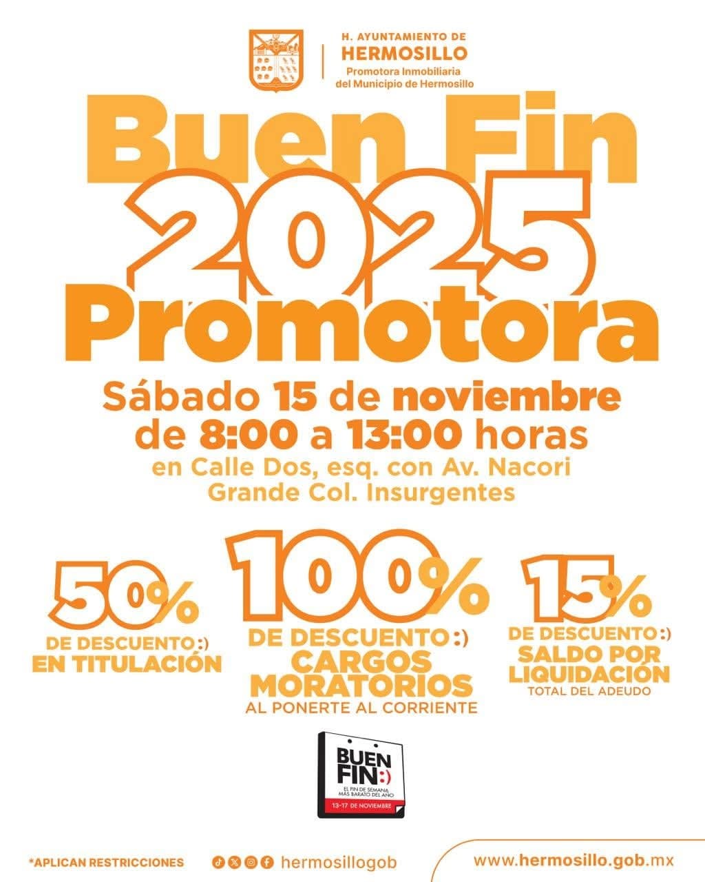 Promotora Inmobiliaria de Hermosillo ofrecerá descuentos durante el Buen Fin 2025