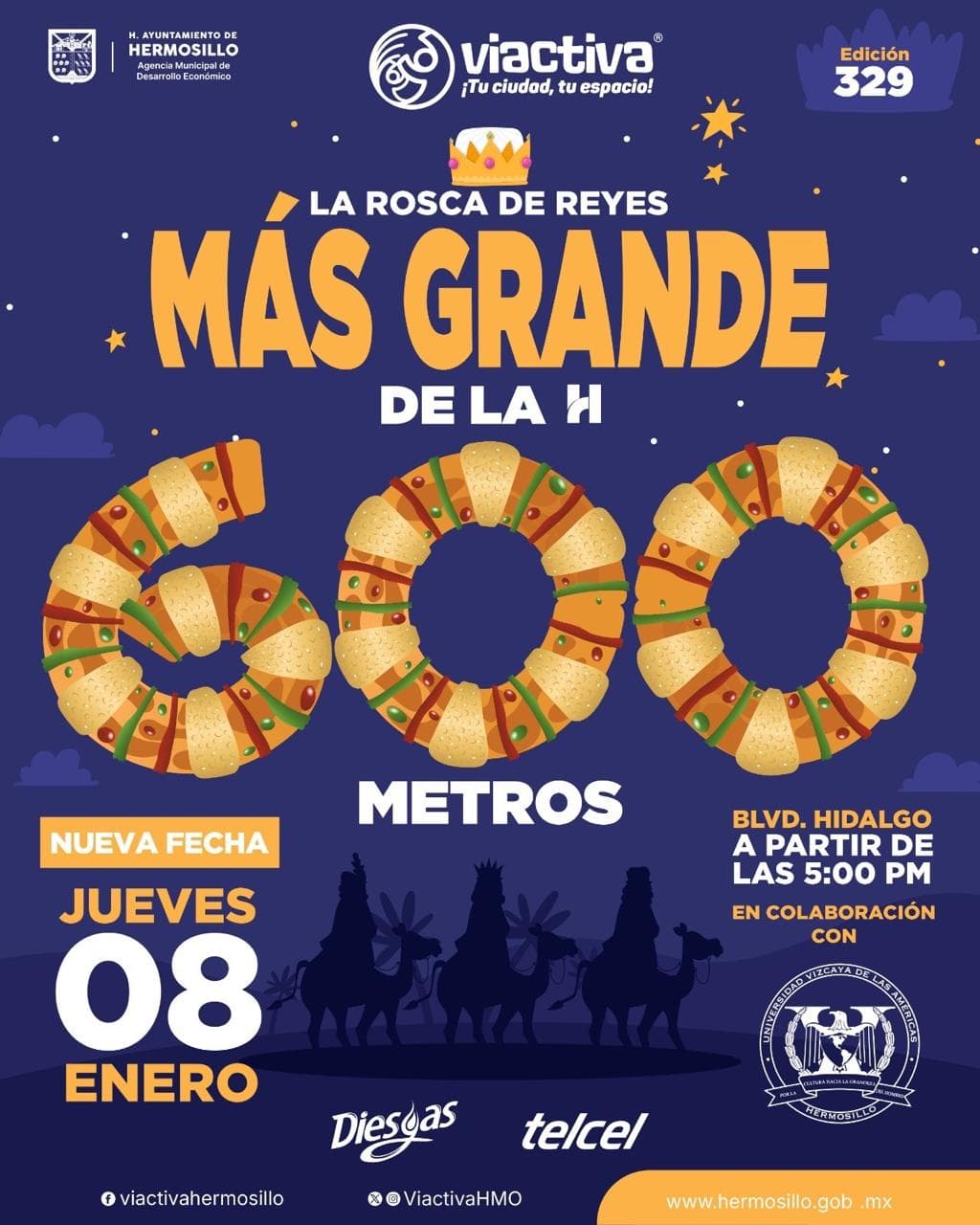 Informa Gobierno Municipal de Hermosillo nueva fecha para la Rosca de Reyes más Grande de La H