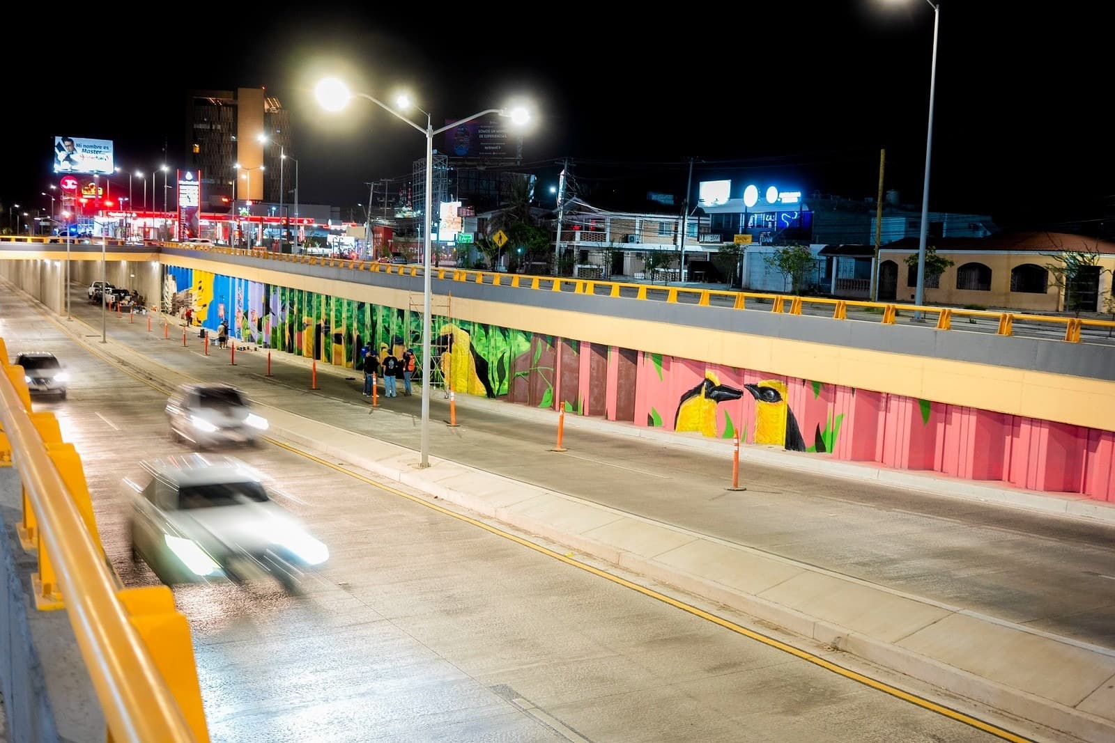 Avanza intervención mural en el paso a desnivel de Colosio y Solidaridad en Hermosillo