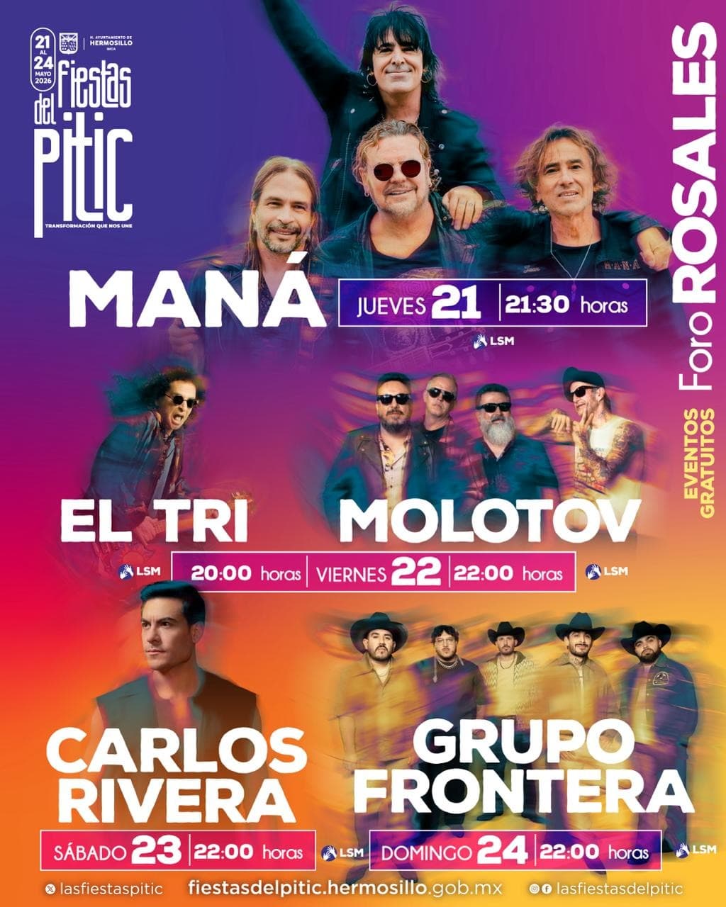 Gobierno de Hermosillo invita a consultar la cartelera de Fiestas del Pitic 2026