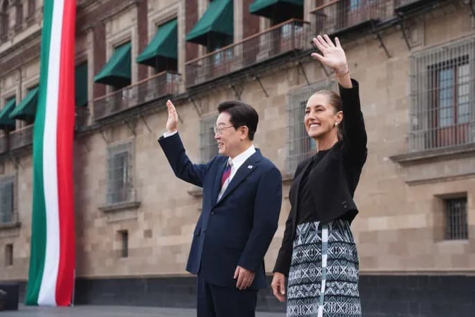 Presidenta Claudia Sheinbaum recibe en Palacio Nacional a su homólogo de la República de Corea, Lee Jae-myung
