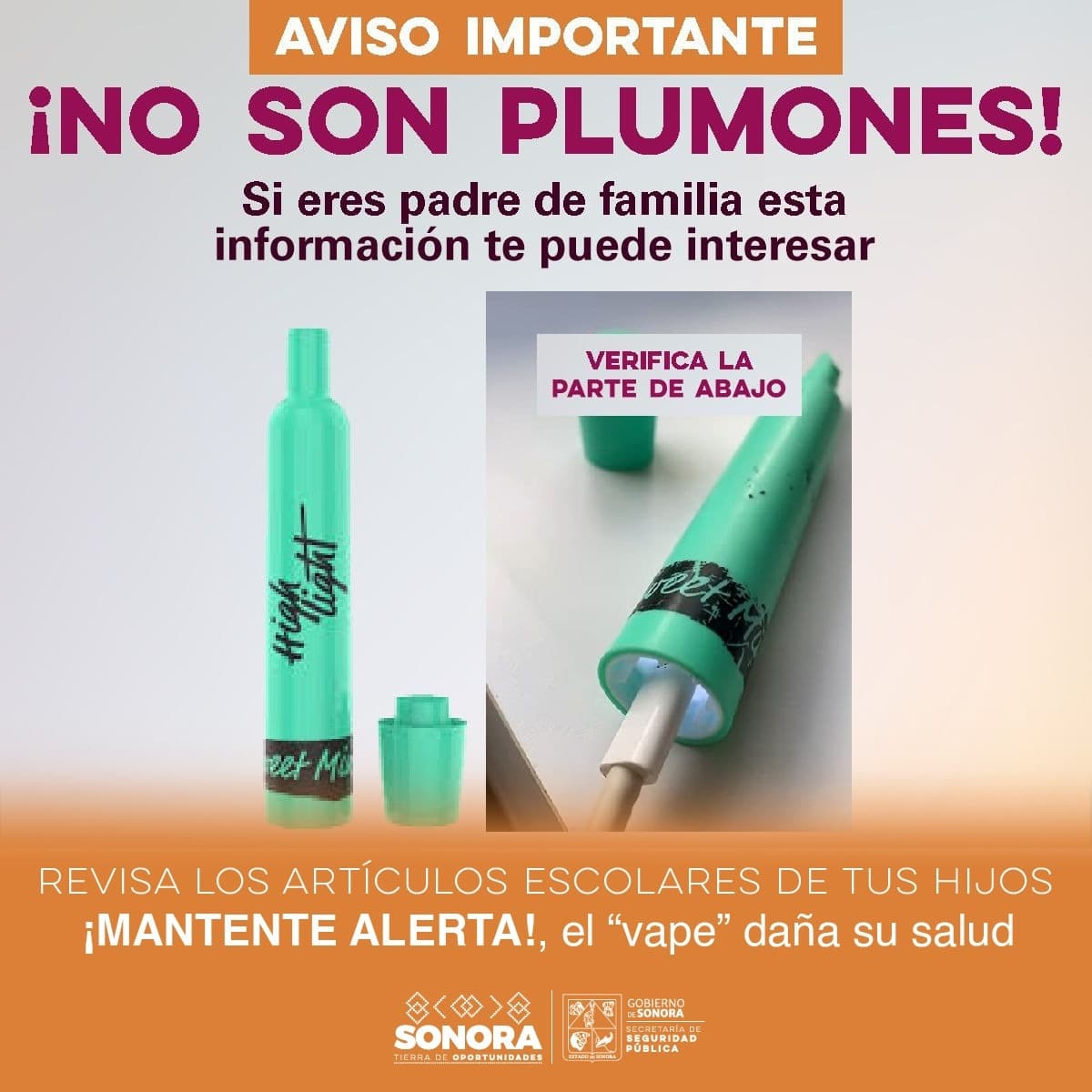 Alerta Seguridad Pública a adolescentes por el uso de vapeadores