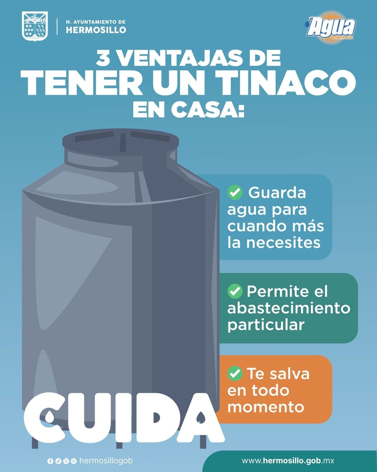 Recomienda AGUAH dar limpieza y mantenimiento a los tinacos