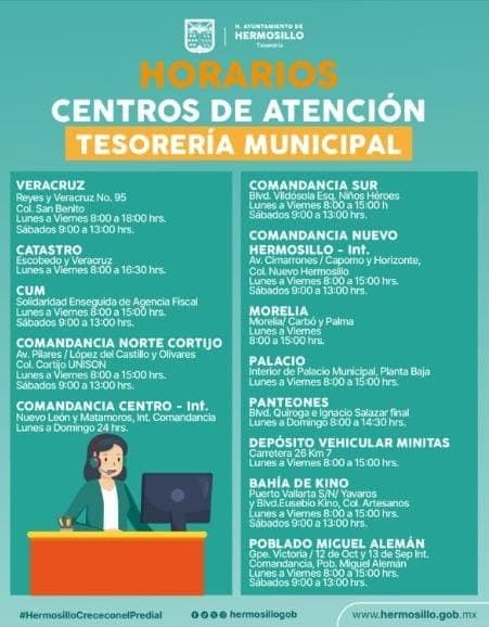 En vacaciones estarán abierto los Centros de Atención de Tesorería Municipal