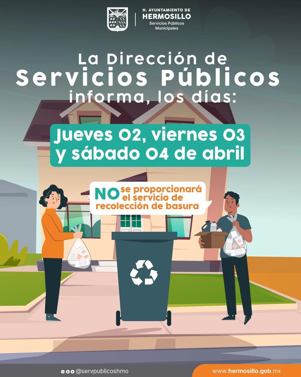Ayuntamiento de Hermosillo anuncia suspensión de servicio de recolección de basura en Semana Santa