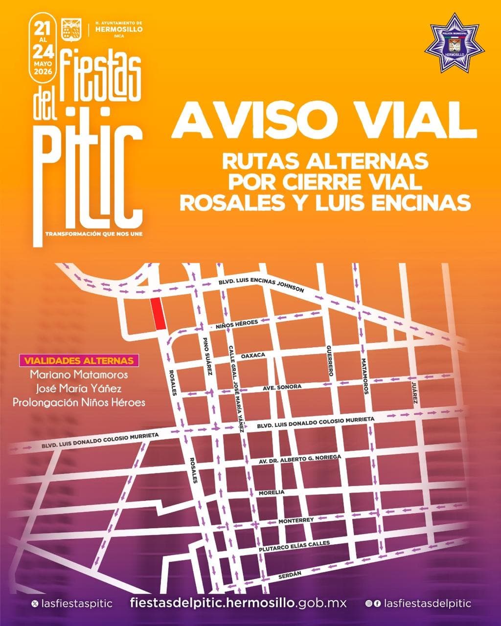 A partir de este martes inicia el cierre de calle Rosales para instalar escenario de Fiestas del Pitic